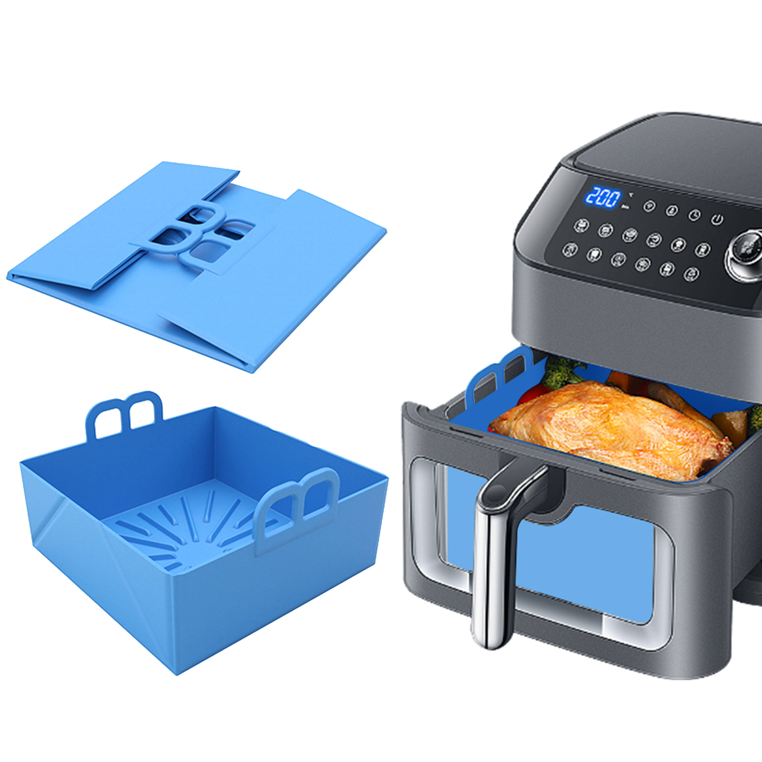 Folding Air Fryer Silicone Tra - Air Fryer Silicone Pot Liner 评论和价格