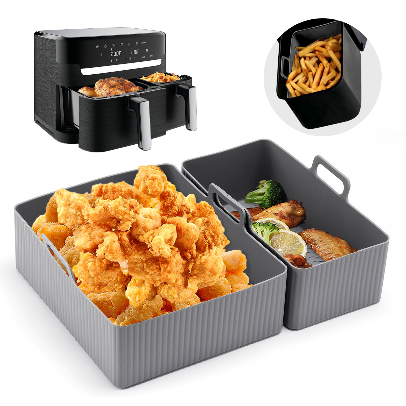 2pcs Set Silicone Air Fryer Ma - Air Fryer Silicone Pot Liner 评论和价格